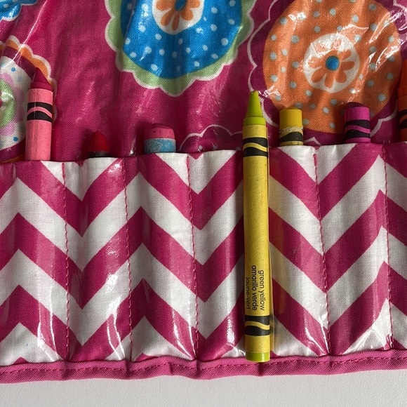 Kids Apron Crafty Mini Arts & Crafts - Pink Floral Belt Crayon Marker Holder - Picture 4 of 5